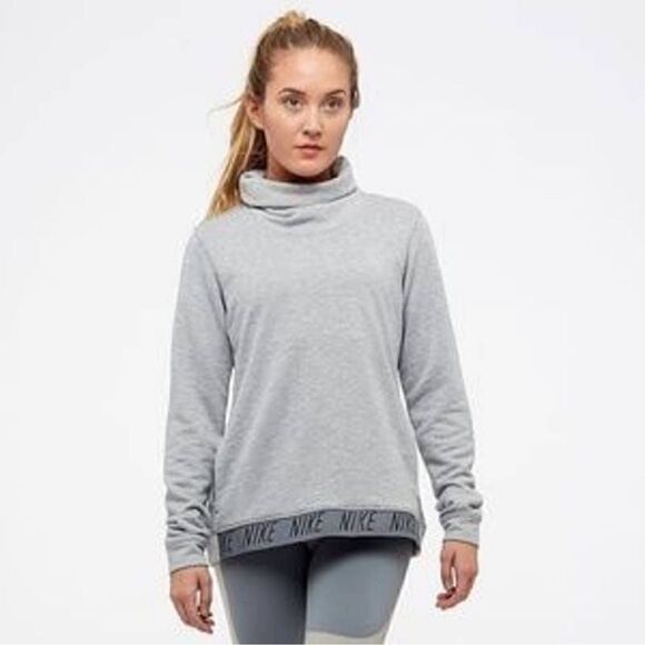 Nike Dry Cowl Funnel Neck Pullover Top Heather Gray Medium - Picture 1 of 14